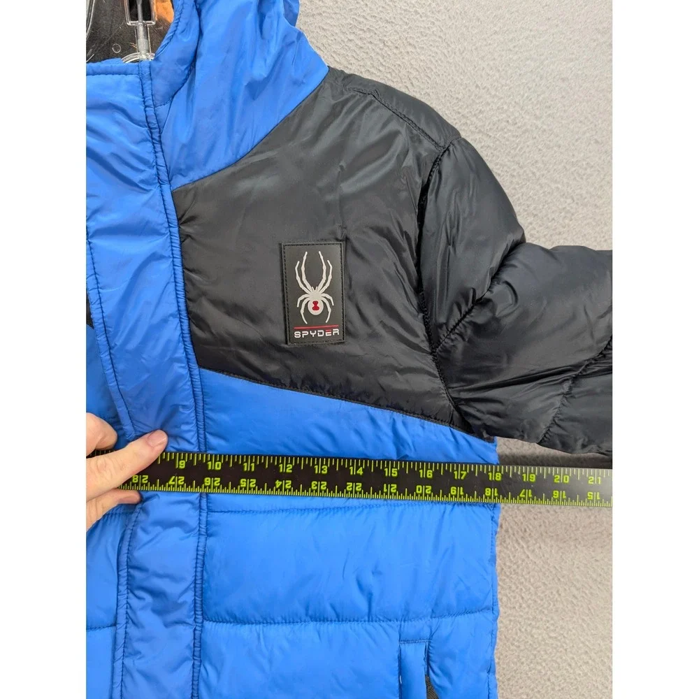 Spyder Hooded Puffer Coat Jacket Youth Boys Size M 10/12 Fleece Lined Winter